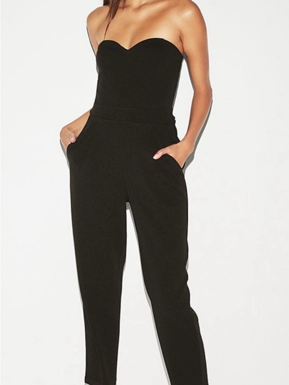 Express Strapless Black Sweetheart Jumpsuit